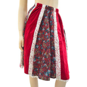 Victorian Velvet & Lace & Print Panel Skirt